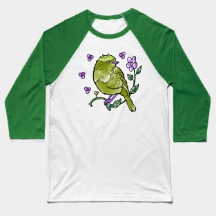 green bird and purple flowers Baseball T-Shirt